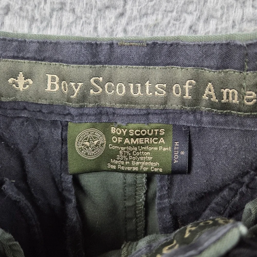 Boy Scouts Pants Youth 8 Green Cargo‎ Convertible Uniform Pant Unhemmed 25x24